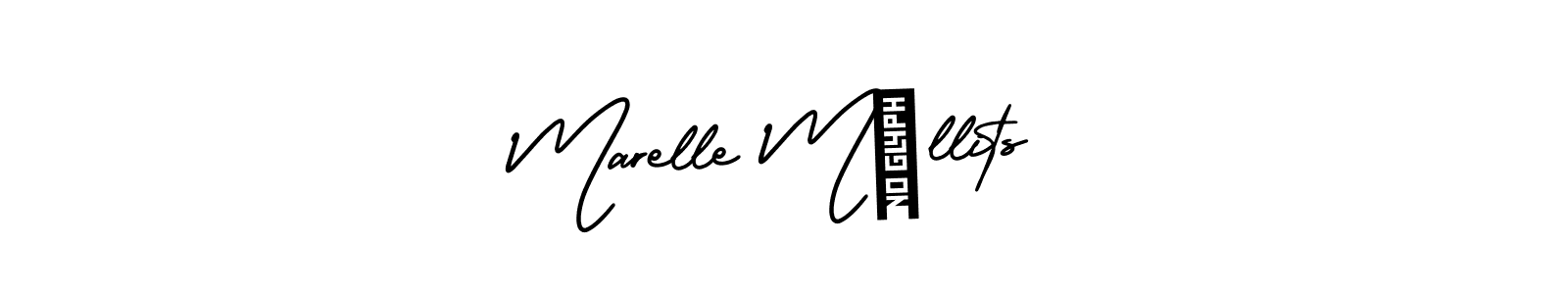You should practise on your own different ways (AmerikaSignatureDemo-Regular) to write your name (Marelle Möllits) in signature. don't let someone else do it for you. Marelle Möllits signature style 3 images and pictures png