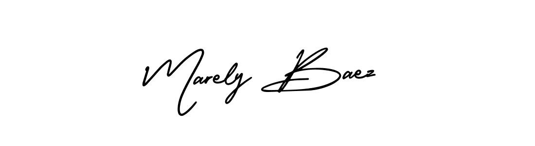 Marely Baez stylish signature style. Best Handwritten Sign (AmerikaSignatureDemo-Regular) for my name. Handwritten Signature Collection Ideas for my name Marely Baez. Marely Baez signature style 3 images and pictures png