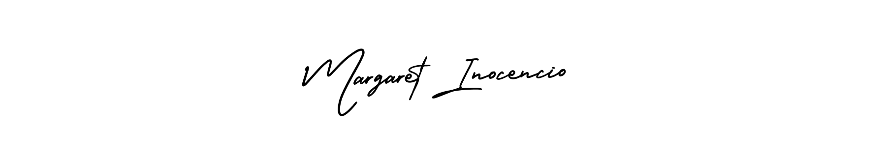 You should practise on your own different ways (AmerikaSignatureDemo-Regular) to write your name (Margaret Inocencio) in signature. don't let someone else do it for you. Margaret Inocencio signature style 3 images and pictures png