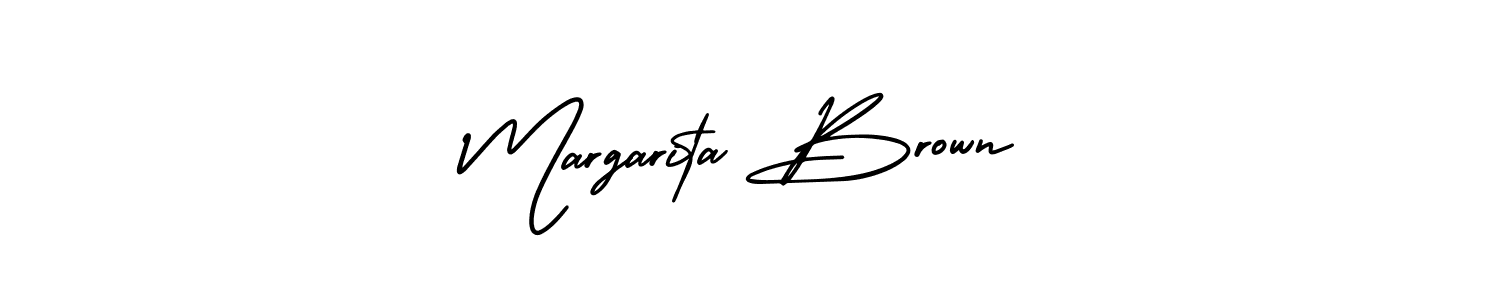 You should practise on your own different ways (AmerikaSignatureDemo-Regular) to write your name (Margarita Brown) in signature. don't let someone else do it for you. Margarita Brown signature style 3 images and pictures png