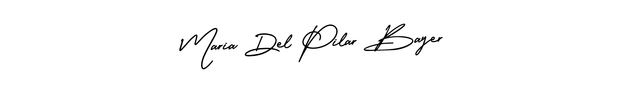 You should practise on your own different ways (AmerikaSignatureDemo-Regular) to write your name (Maria Del Pilar Bayer) in signature. don't let someone else do it for you. Maria Del Pilar Bayer signature style 3 images and pictures png