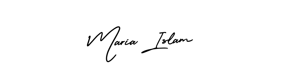 Also You can easily find your signature by using the search form. We will create Maria Islam name handwritten signature images for you free of cost using AmerikaSignatureDemo-Regular sign style. Maria Islam signature style 3 images and pictures png