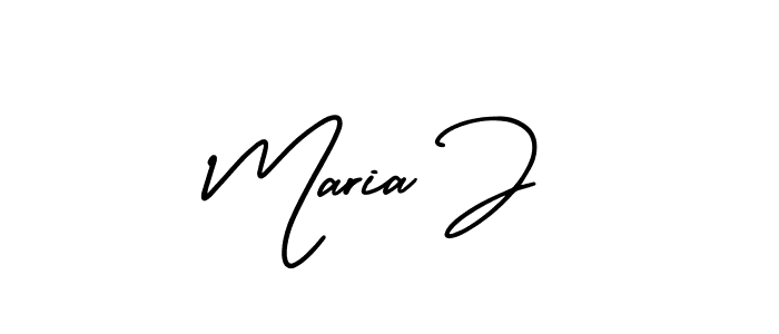 How to make Maria J name signature. Use AmerikaSignatureDemo-Regular style for creating short signs online. This is the latest handwritten sign. Maria J signature style 3 images and pictures png
