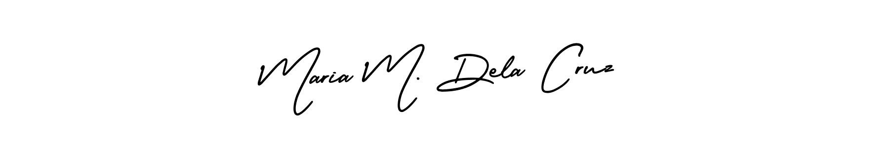 Use a signature maker to create a handwritten signature online. With this signature software, you can design (AmerikaSignatureDemo-Regular) your own signature for name Maria M. Dela Cruz. Maria M. Dela Cruz signature style 3 images and pictures png