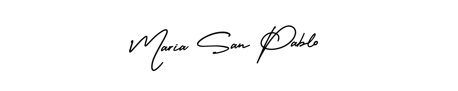 AmerikaSignatureDemo-Regular is a professional signature style that is perfect for those who want to add a touch of class to their signature. It is also a great choice for those who want to make their signature more unique. Get Maria San Pablo name to fancy signature for free. Maria San Pablo signature style 3 images and pictures png