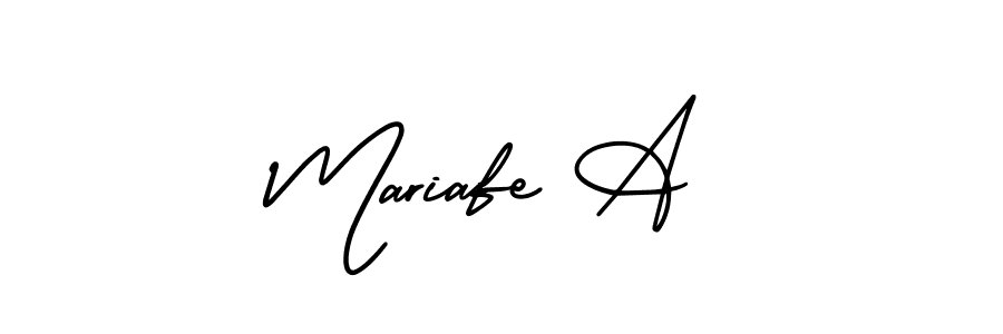 It looks lik you need a new signature style for name Mariafe A. Design unique handwritten (AmerikaSignatureDemo-Regular) signature with our free signature maker in just a few clicks. Mariafe A signature style 3 images and pictures png