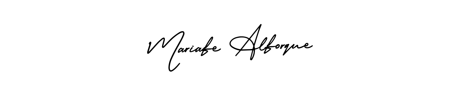 Make a short Mariafe Alforque signature style. Manage your documents anywhere anytime using AmerikaSignatureDemo-Regular. Create and add eSignatures, submit forms, share and send files easily. Mariafe Alforque signature style 3 images and pictures png