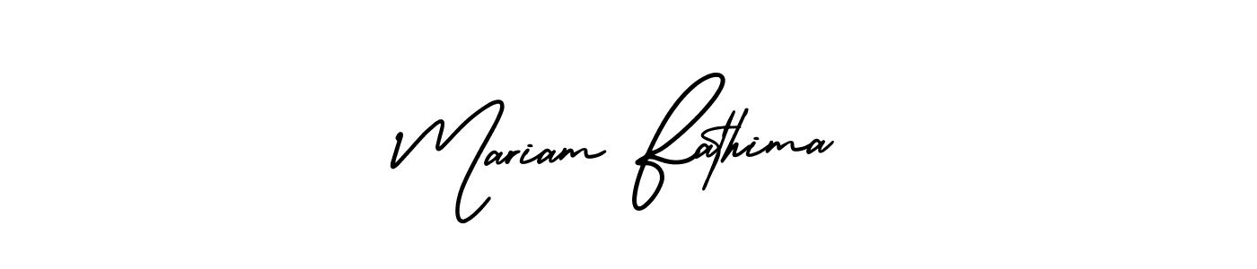 How to make Mariam Fathima name signature. Use AmerikaSignatureDemo-Regular style for creating short signs online. This is the latest handwritten sign. Mariam Fathima signature style 3 images and pictures png