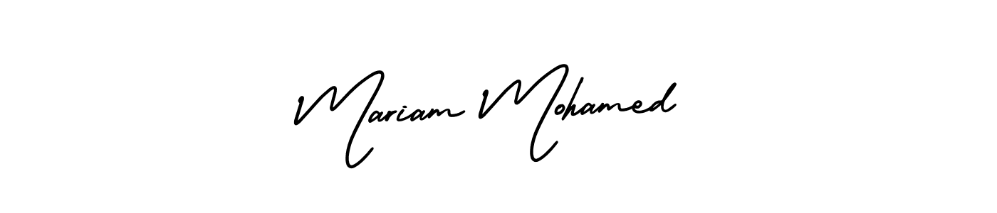 This is the best signature style for the Mariam Mohamed name. Also you like these signature font (AmerikaSignatureDemo-Regular). Mix name signature. Mariam Mohamed signature style 3 images and pictures png