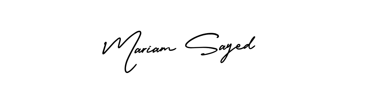 The best way (AmerikaSignatureDemo-Regular) to make a short signature is to pick only two or three words in your name. The name Mariam Sayed include a total of six letters. For converting this name. Mariam Sayed signature style 3 images and pictures png