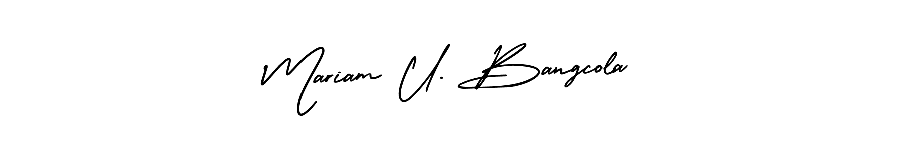 How to Draw Mariam U. Bangcola signature style? AmerikaSignatureDemo-Regular is a latest design signature styles for name Mariam U. Bangcola. Mariam U. Bangcola signature style 3 images and pictures png