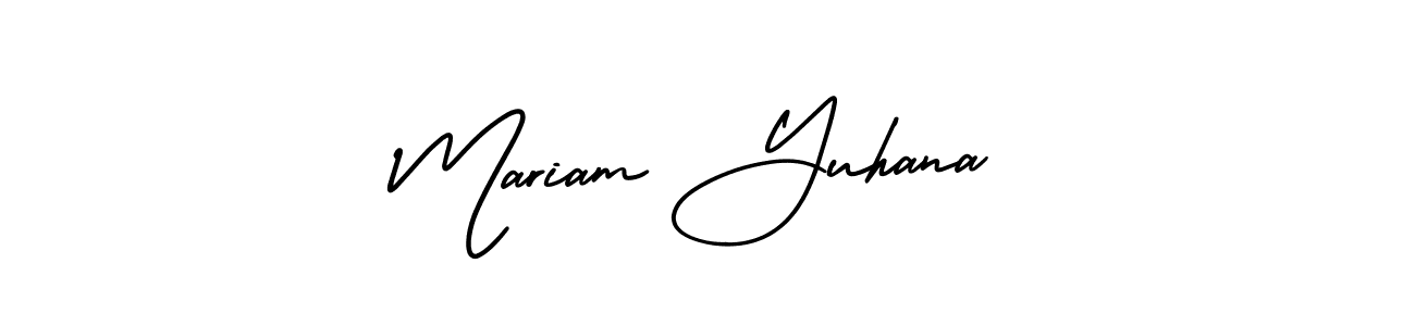 See photos of Mariam Yuhana official signature by Spectra . Check more albums & portfolios. Read reviews & check more about AmerikaSignatureDemo-Regular font. Mariam Yuhana signature style 3 images and pictures png