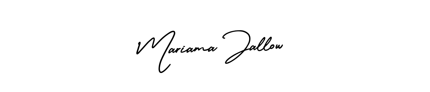 You should practise on your own different ways (AmerikaSignatureDemo-Regular) to write your name (Mariama Jallow) in signature. don't let someone else do it for you. Mariama Jallow signature style 3 images and pictures png