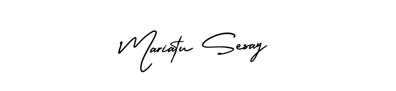 AmerikaSignatureDemo-Regular is a professional signature style that is perfect for those who want to add a touch of class to their signature. It is also a great choice for those who want to make their signature more unique. Get Mariatu Sesay name to fancy signature for free. Mariatu Sesay signature style 3 images and pictures png