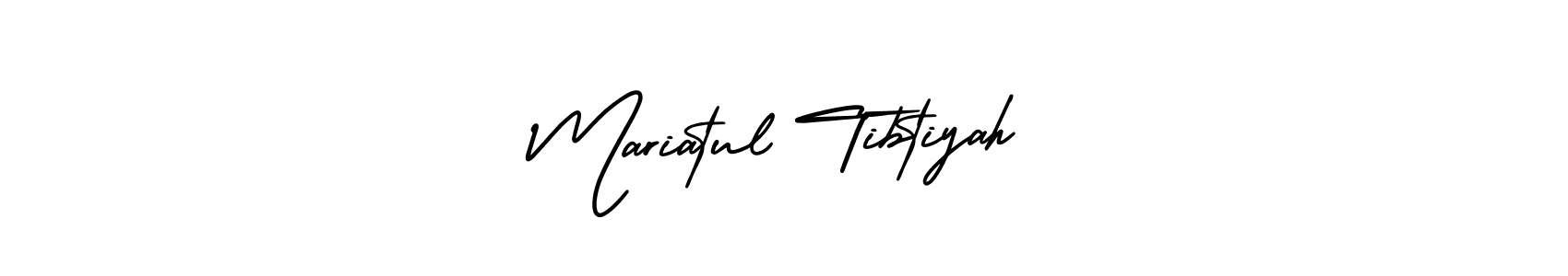 AmerikaSignatureDemo-Regular is a professional signature style that is perfect for those who want to add a touch of class to their signature. It is also a great choice for those who want to make their signature more unique. Get Mariatul Tibtiyah name to fancy signature for free. Mariatul Tibtiyah signature style 3 images and pictures png