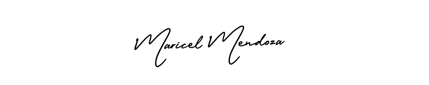 The best way (AmerikaSignatureDemo-Regular) to make a short signature is to pick only two or three words in your name. The name Maricel Mendoza include a total of six letters. For converting this name. Maricel Mendoza signature style 3 images and pictures png