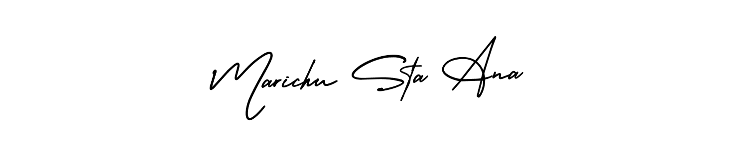 It looks lik you need a new signature style for name Marichu Sta Ana. Design unique handwritten (AmerikaSignatureDemo-Regular) signature with our free signature maker in just a few clicks. Marichu Sta Ana signature style 3 images and pictures png