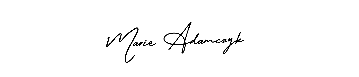 You should practise on your own different ways (AmerikaSignatureDemo-Regular) to write your name (Marie Adamczyk) in signature. don't let someone else do it for you. Marie Adamczyk signature style 3 images and pictures png