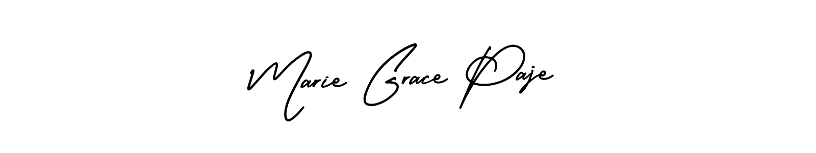 You should practise on your own different ways (AmerikaSignatureDemo-Regular) to write your name (Marie Grace Paje) in signature. don't let someone else do it for you. Marie Grace Paje signature style 3 images and pictures png