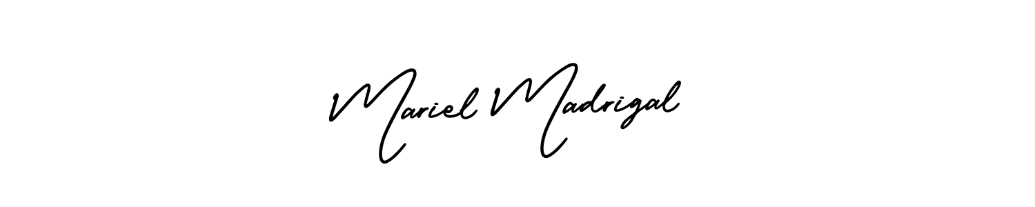 You should practise on your own different ways (AmerikaSignatureDemo-Regular) to write your name (Mariel Madrigal) in signature. don't let someone else do it for you. Mariel Madrigal signature style 3 images and pictures png