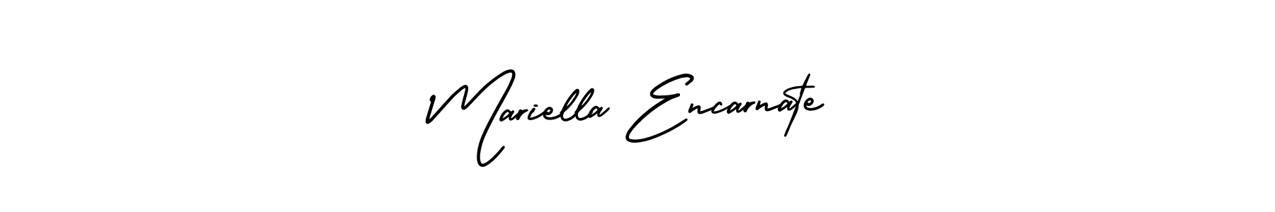 The best way (AmerikaSignatureDemo-Regular) to make a short signature is to pick only two or three words in your name. The name Mariella Encarnate include a total of six letters. For converting this name. Mariella Encarnate signature style 3 images and pictures png