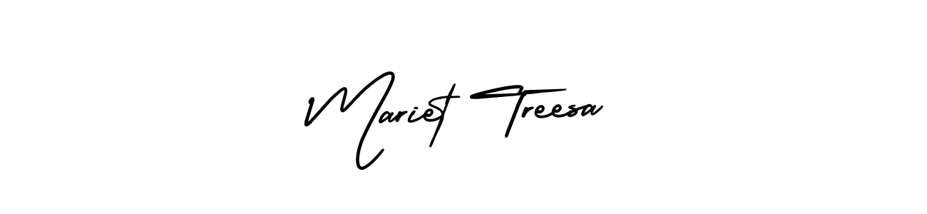 You should practise on your own different ways (AmerikaSignatureDemo-Regular) to write your name (Mariet Treesa) in signature. don't let someone else do it for you. Mariet Treesa signature style 3 images and pictures png