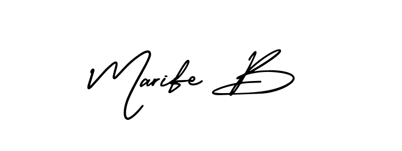 Marife B stylish signature style. Best Handwritten Sign (AmerikaSignatureDemo-Regular) for my name. Handwritten Signature Collection Ideas for my name Marife B. Marife B signature style 3 images and pictures png