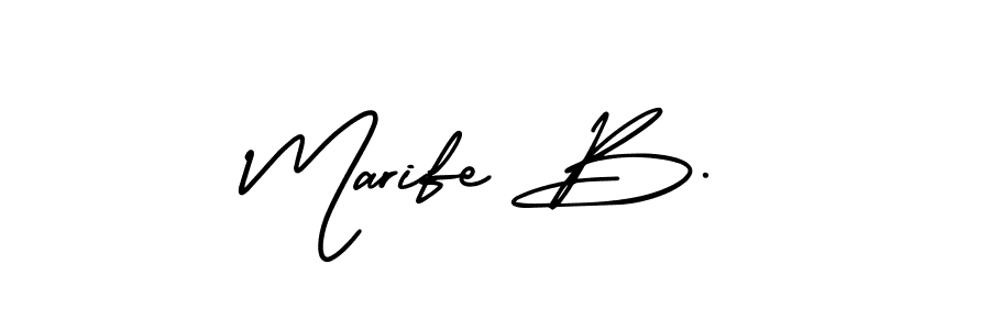 Similarly AmerikaSignatureDemo-Regular is the best handwritten signature design. Signature creator online .You can use it as an online autograph creator for name Marife B.. Marife B. signature style 3 images and pictures png