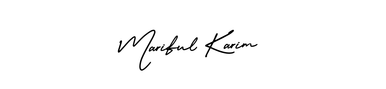 You should practise on your own different ways (AmerikaSignatureDemo-Regular) to write your name (Mariful Karim) in signature. don't let someone else do it for you. Mariful Karim signature style 3 images and pictures png