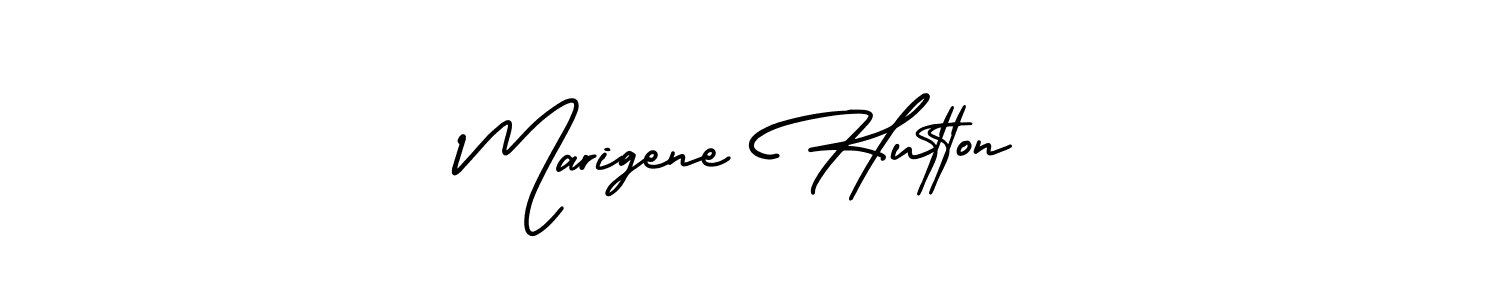 Marigene Hutton stylish signature style. Best Handwritten Sign (AmerikaSignatureDemo-Regular) for my name. Handwritten Signature Collection Ideas for my name Marigene Hutton. Marigene Hutton signature style 3 images and pictures png