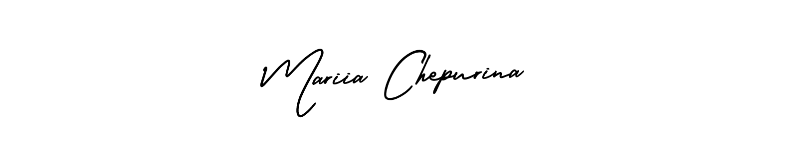 You should practise on your own different ways (AmerikaSignatureDemo-Regular) to write your name (Mariia Chepurina) in signature. don't let someone else do it for you. Mariia Chepurina signature style 3 images and pictures png