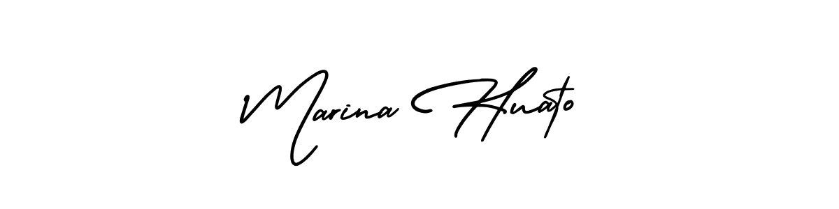 How to make Marina Huato name signature. Use AmerikaSignatureDemo-Regular style for creating short signs online. This is the latest handwritten sign. Marina Huato signature style 3 images and pictures png