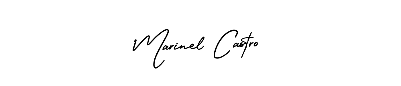 The best way (AmerikaSignatureDemo-Regular) to make a short signature is to pick only two or three words in your name. The name Marinel Castro include a total of six letters. For converting this name. Marinel Castro signature style 3 images and pictures png