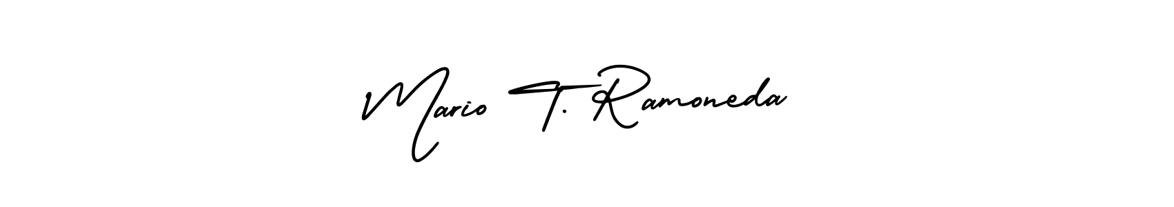 Mario T. Ramoneda stylish signature style. Best Handwritten Sign (AmerikaSignatureDemo-Regular) for my name. Handwritten Signature Collection Ideas for my name Mario T. Ramoneda. Mario T. Ramoneda signature style 3 images and pictures png