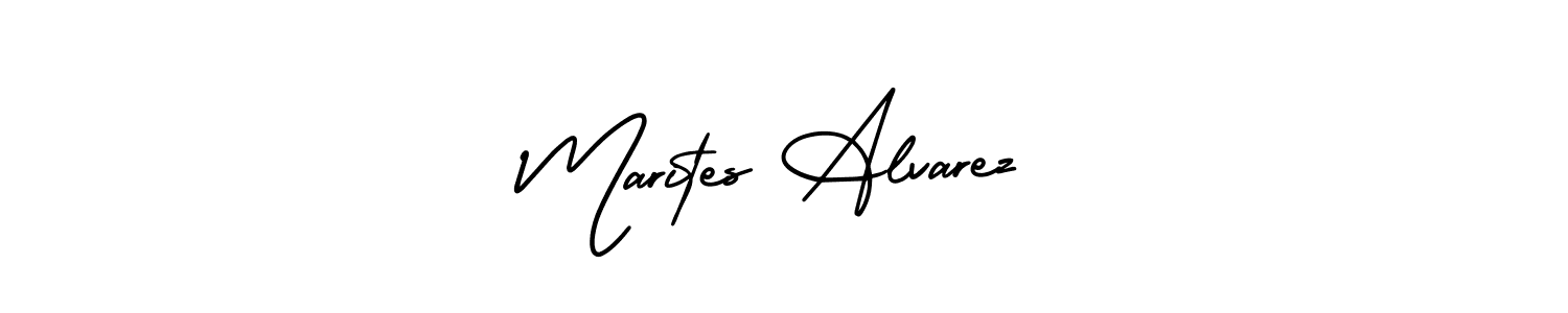 You should practise on your own different ways (AmerikaSignatureDemo-Regular) to write your name (Marites Alvarez) in signature. don't let someone else do it for you. Marites Alvarez signature style 3 images and pictures png