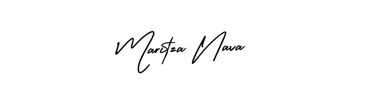You should practise on your own different ways (AmerikaSignatureDemo-Regular) to write your name (Maritza Nava) in signature. don't let someone else do it for you. Maritza Nava signature style 3 images and pictures png