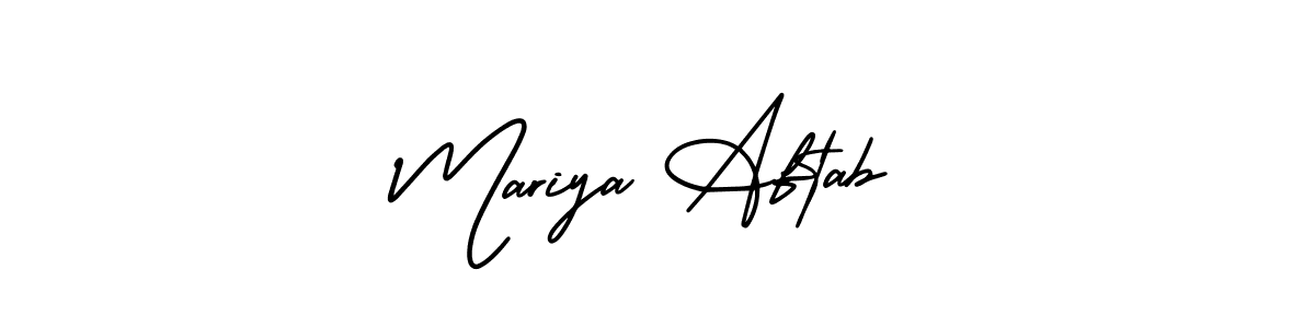 The best way (AmerikaSignatureDemo-Regular) to make a short signature is to pick only two or three words in your name. The name Mariya Aftab include a total of six letters. For converting this name. Mariya Aftab signature style 3 images and pictures png