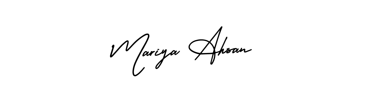 How to make Mariya Ahsan signature? AmerikaSignatureDemo-Regular is a professional autograph style. Create handwritten signature for Mariya Ahsan name. Mariya Ahsan signature style 3 images and pictures png
