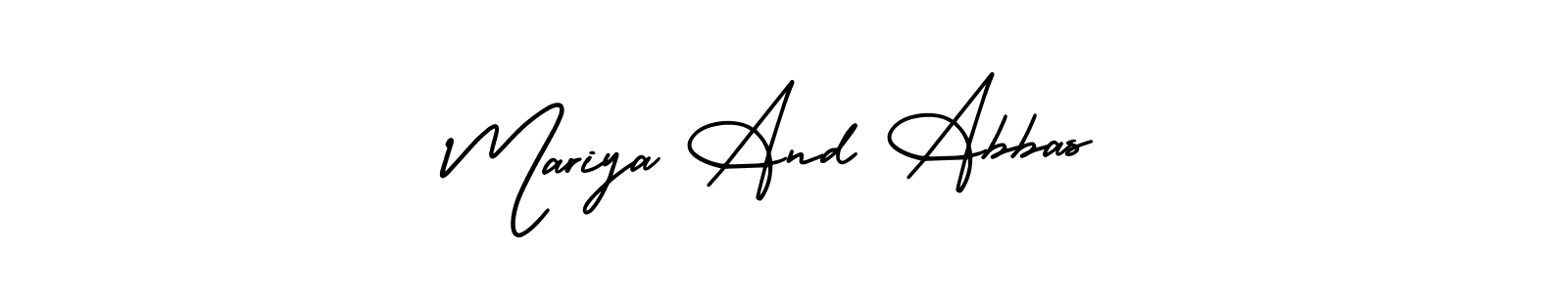 This is the best signature style for the Mariya And Abbas name. Also you like these signature font (AmerikaSignatureDemo-Regular). Mix name signature. Mariya And Abbas signature style 3 images and pictures png