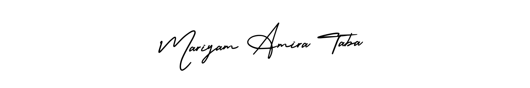 You should practise on your own different ways (AmerikaSignatureDemo-Regular) to write your name (Mariyam Amira Taba) in signature. don't let someone else do it for you. Mariyam Amira Taba signature style 3 images and pictures png