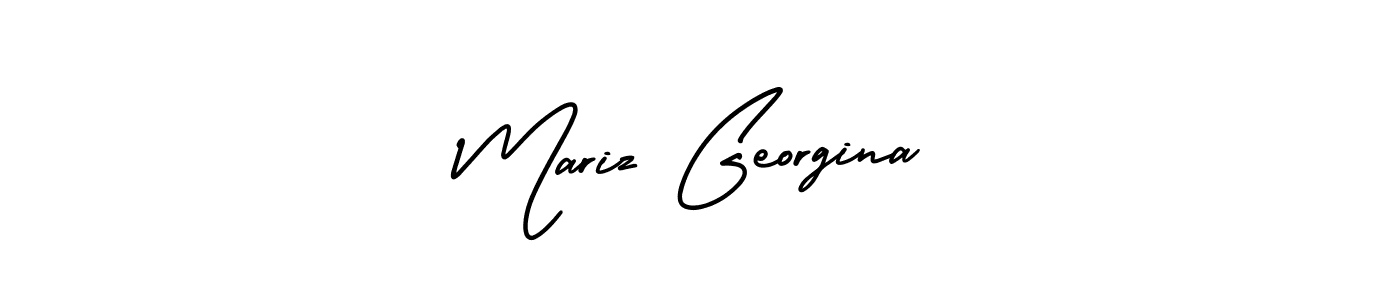 You should practise on your own different ways (AmerikaSignatureDemo-Regular) to write your name (Mariz Georgina) in signature. don't let someone else do it for you. Mariz Georgina signature style 3 images and pictures png