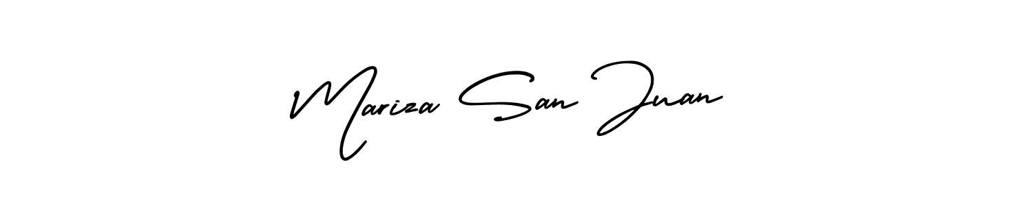 Check out images of Autograph of Mariza San Juan name. Actor Mariza San Juan Signature Style. AmerikaSignatureDemo-Regular is a professional sign style online. Mariza San Juan signature style 3 images and pictures png