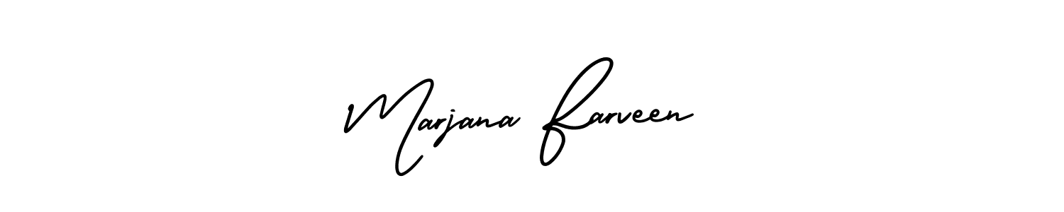 The best way (AmerikaSignatureDemo-Regular) to make a short signature is to pick only two or three words in your name. The name Marjana Farveen include a total of six letters. For converting this name. Marjana Farveen signature style 3 images and pictures png