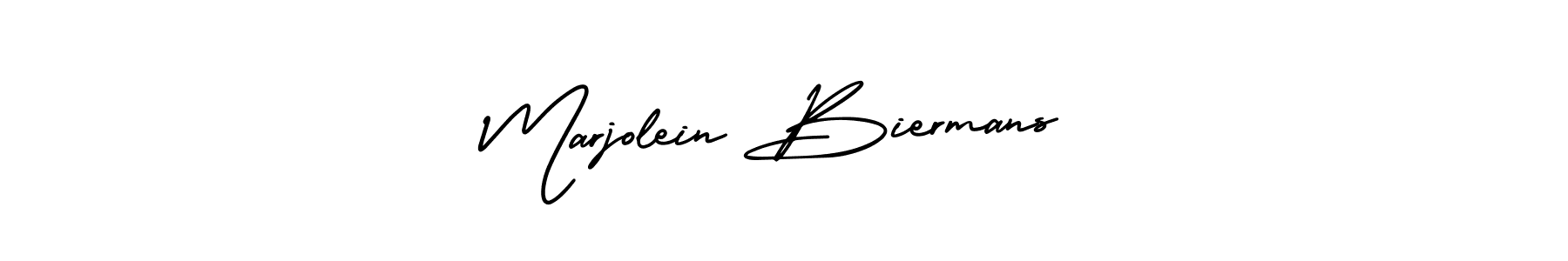 The best way (AmerikaSignatureDemo-Regular) to make a short signature is to pick only two or three words in your name. The name Marjolein Biermans include a total of six letters. For converting this name. Marjolein Biermans signature style 3 images and pictures png