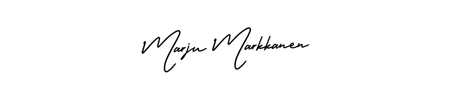 Make a short Marju Markkanen signature style. Manage your documents anywhere anytime using AmerikaSignatureDemo-Regular. Create and add eSignatures, submit forms, share and send files easily. Marju Markkanen signature style 3 images and pictures png