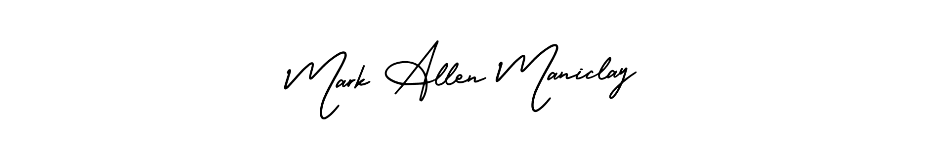 You should practise on your own different ways (AmerikaSignatureDemo-Regular) to write your name (Mark Allen Maniclay) in signature. don't let someone else do it for you. Mark Allen Maniclay signature style 3 images and pictures png