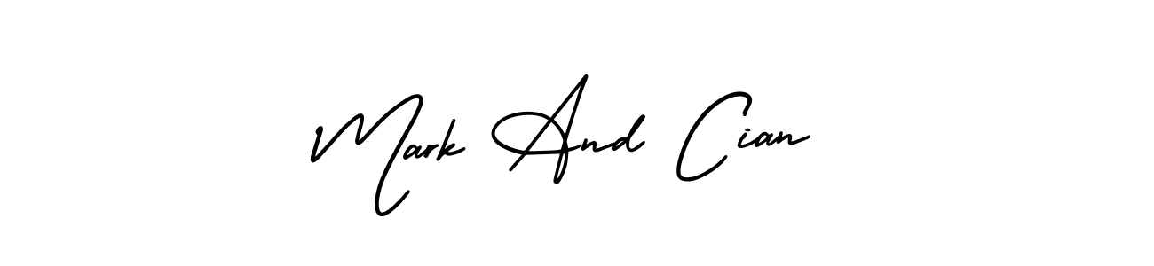 You should practise on your own different ways (AmerikaSignatureDemo-Regular) to write your name (Mark And Cian) in signature. don't let someone else do it for you. Mark And Cian signature style 3 images and pictures png