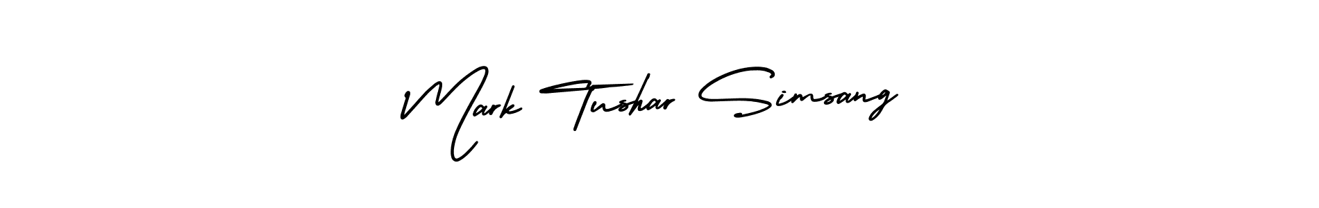 How to Draw Mark Tushar Simsang signature style? AmerikaSignatureDemo-Regular is a latest design signature styles for name Mark Tushar Simsang. Mark Tushar Simsang signature style 3 images and pictures png