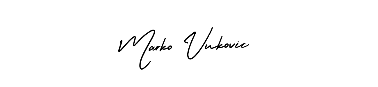 You should practise on your own different ways (AmerikaSignatureDemo-Regular) to write your name (Marko Vukovic) in signature. don't let someone else do it for you. Marko Vukovic signature style 3 images and pictures png