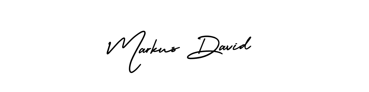 The best way (AmerikaSignatureDemo-Regular) to make a short signature is to pick only two or three words in your name. The name Markus David include a total of six letters. For converting this name. Markus David signature style 3 images and pictures png